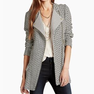 Lucky Lotus Lucky Brand Knit Moto Zip Jacket Sweater Cardigan Size- Large EUC